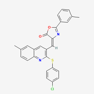 (E)-4-((2-((4-chlorophenyl)thio)-6-methylquinolin-3-yl)methylene)-2-(m-tolyl)oxazol-5(4H)-one