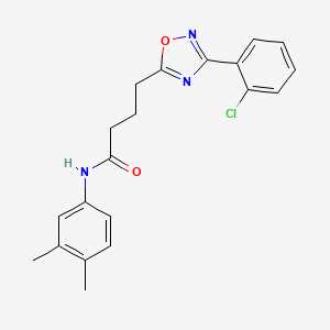 molecular formula C20H20ClN3O2 B7689448 4-(3-(2-chlorophenyl)-1,2,4-oxadiazol-5-yl)-N-(3,4-dimethylphenyl)butanamide 
