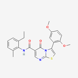 molecular formula C24H23N3O4S B7689453 N-(5-chloro-2-methoxyphenyl)-3-(2,5-dimethoxyphenyl)-5-oxo-5H-[1,3]thiazolo[3,2-a]pyrimidine-6-carboxamide 