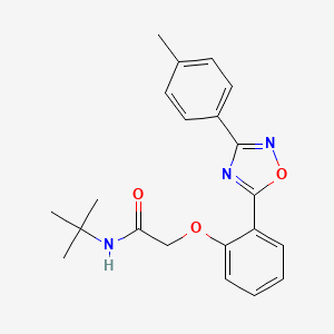 molecular formula C21H23N3O3 B7689454 N-(tert-butyl)-2-(2-(3-(p-tolyl)-1,2,4-oxadiazol-5-yl)phenoxy)acetamide 