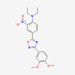 molecular formula C20H22N4O5 B7689465 4-(3-(3,4-dimethoxyphenyl)-1,2,4-oxadiazol-5-yl)-N,N-diethyl-2-nitroaniline 