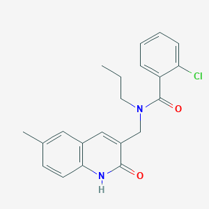 molecular formula C21H21ClN2O2 B7689479 2-chloro-N-((2-hydroxy-6-methylquinolin-3-yl)methyl)-N-propylbenzamide 