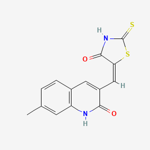 molecular formula C14H10N2O2S2 B7689486 (E)-5-((2-hydroxy-7-methylquinolin-3-yl)methylene)-2-thioxothiazolidin-4-one 