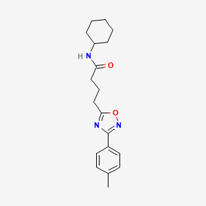 molecular formula C19H25N3O2 B7689493 N-cyclohexyl-4-(3-(p-tolyl)-1,2,4-oxadiazol-5-yl)butanamide 
