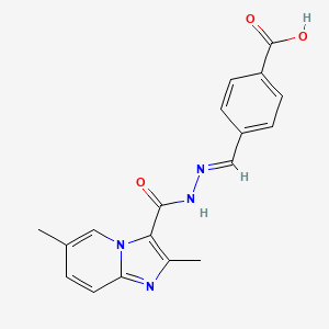 molecular formula C18H16N4O3 B7689494 (E)-4-((2-(2,6-dimethylimidazo[1,2-a]pyridine-3-carbonyl)hydrazono)methyl)benzoic acid 