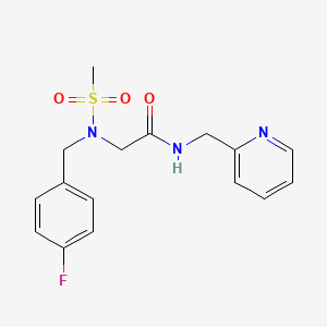 molecular formula C16H18FN3O3S B7689504 2-(N-(4-fluorobenzyl)methylsulfonamido)-N-(pyridin-2-ylmethyl)acetamide 