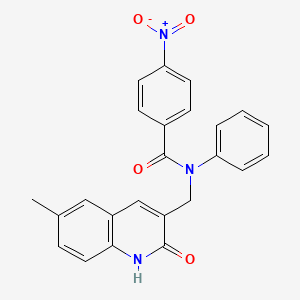 molecular formula C24H19N3O4 B7689512 N-((2-hydroxy-6-methylquinolin-3-yl)methyl)-4-nitro-N-phenylbenzamide 