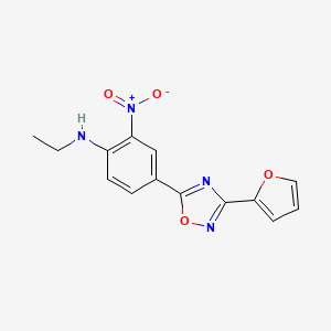 molecular formula C14H12N4O4 B7689519 N-ethyl-4-(3-(furan-2-yl)-1,2,4-oxadiazol-5-yl)-2-nitroaniline 