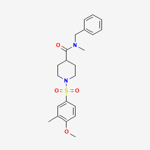 molecular formula C22H28N2O4S B7689536 N-(4-fluorophenyl)-1-(4-methoxy-3-methylbenzenesulfonyl)piperidine-4-carboxamide 