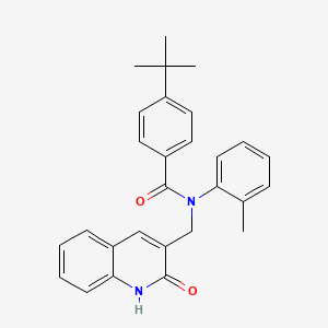 molecular formula C28H28N2O2 B7689585 4-(tert-butyl)-N-((2-hydroxyquinolin-3-yl)methyl)-N-(o-tolyl)benzamide 