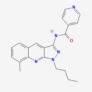 molecular formula C21H21N5O B7689600 N-(1-butyl-8-methyl-1H-pyrazolo[3,4-b]quinolin-3-yl)isonicotinamide 