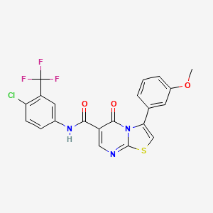 molecular formula C21H13ClF3N3O3S B7689624 3-(3-methoxyphenyl)-5-oxo-N-[4-(trifluoromethyl)phenyl]-5H-[1,3]thiazolo[3,2-a]pyrimidine-6-carboxamide 