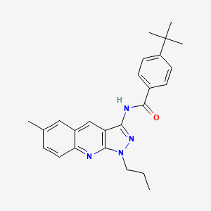 molecular formula C25H28N4O B7689663 4-(tert-butyl)-N-(6-methyl-1-propyl-1H-pyrazolo[3,4-b]quinolin-3-yl)benzamide 