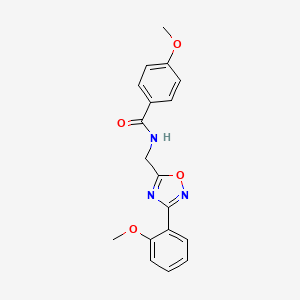 molecular formula C18H17N3O4 B7689670 4-methoxy-N-((3-(2-methoxyphenyl)-1,2,4-oxadiazol-5-yl)methyl)benzamide 