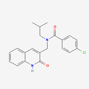 molecular formula C21H21ClN2O2 B7689672 4-chloro-N-((2-hydroxyquinolin-3-yl)methyl)-N-isobutylbenzamide 