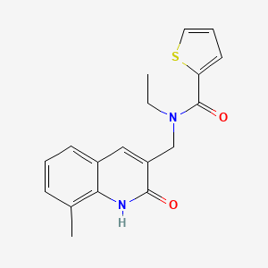 molecular formula C18H18N2O2S B7689678 N-ethyl-N-((2-hydroxy-8-methylquinolin-3-yl)methyl)thiophene-2-carboxamide 
