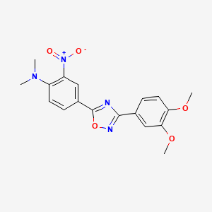 molecular formula C18H18N4O5 B7689718 4-(3-(3,4-dimethoxyphenyl)-1,2,4-oxadiazol-5-yl)-N,N-dimethyl-2-nitroaniline 
