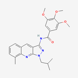 molecular formula C25H28N4O4 B7689756 N-(1-isobutyl-8-methyl-1H-pyrazolo[3,4-b]quinolin-3-yl)-3,4,5-trimethoxybenzamide 