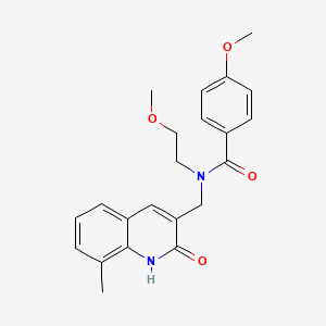molecular formula C22H24N2O4 B7689758 N-((2-hydroxy-8-methylquinolin-3-yl)methyl)-4-methoxy-N-(2-methoxyethyl)benzamide 