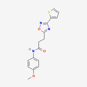 molecular formula C16H15N3O3S B7689772 N-(4-methoxyphenyl)-3-(3-(thiophen-2-yl)-1,2,4-oxadiazol-5-yl)propanamide 