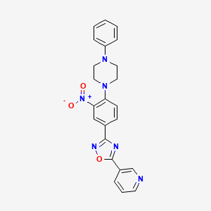 molecular formula C23H20N6O3 B7689820 3-(3-nitro-4-(4-phenylpiperazin-1-yl)phenyl)-5-(pyridin-3-yl)-1,2,4-oxadiazole 