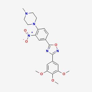 molecular formula C22H25N5O6 B7689823 5-(4-(4-methylpiperazin-1-yl)-3-nitrophenyl)-3-(3,4,5-trimethoxyphenyl)-1,2,4-oxadiazole 