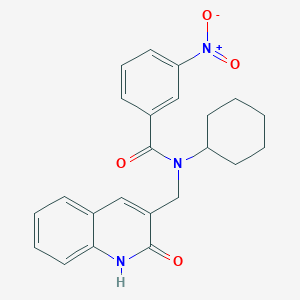 molecular formula C23H23N3O4 B7689830 N-cyclohexyl-N-((2-hydroxyquinolin-3-yl)methyl)-3-nitrobenzamide 