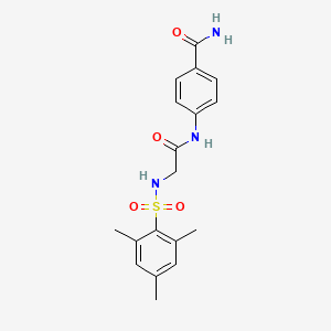 molecular formula C18H21N3O4S B7689845 4-(2-(2,4,6-trimethylphenylsulfonamido)acetamido)benzamide 