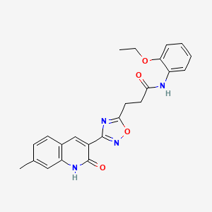 molecular formula C23H22N4O4 B7689887 N-(2-ethoxyphenyl)-3-(3-(2-hydroxy-7-methylquinolin-3-yl)-1,2,4-oxadiazol-5-yl)propanamide 