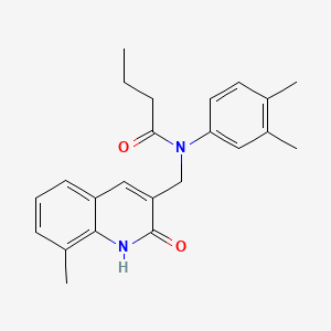 N-(3,4-dimethylphenyl)-N-((2-hydroxy-8-methylquinolin-3-yl)methyl)butyramide