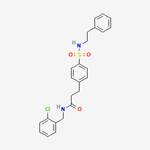 molecular formula C24H25ClN2O3S B7689968 N-(2-chlorobenzyl)-3-(4-(N-phenethylsulfamoyl)phenyl)propanamide 