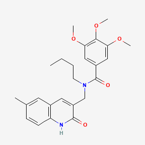 molecular formula C25H30N2O5 B7689982 N-butyl-N-((2-hydroxy-6-methylquinolin-3-yl)methyl)-3,4,5-trimethoxybenzamide 