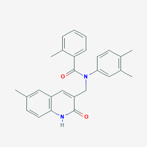 molecular formula C27H26N2O2 B7690000 N-(3,4-dimethylphenyl)-N-((2-hydroxy-6-methylquinolin-3-yl)methyl)-2-methylbenzamide 