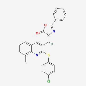 (E)-4-((2-((4-chlorophenyl)thio)-8-methylquinolin-3-yl)methylene)-2-phenyloxazol-5(4H)-one