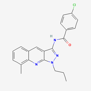 molecular formula C21H19ClN4O B7690048 4-chloro-N-(8-methyl-1-propyl-1H-pyrazolo[3,4-b]quinolin-3-yl)benzamide 