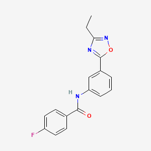 molecular formula C17H14FN3O2 B7690056 N-[3-(3-ethyl-1,2,4-oxadiazol-5-yl)phenyl]-4-fluorobenzamide 