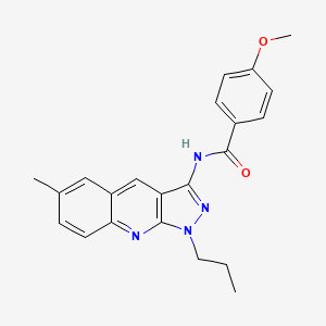 molecular formula C22H22N4O2 B7690068 4-methoxy-N-(6-methyl-1-propyl-1H-pyrazolo[3,4-b]quinolin-3-yl)benzamide 