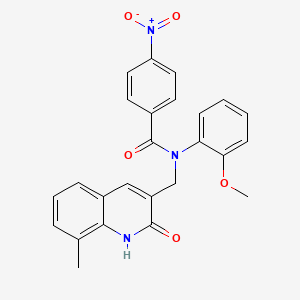 N-((2-hydroxy-8-methylquinolin-3-yl)methyl)-N-(2-methoxyphenyl)-4-nitrobenzamide