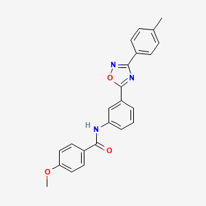 molecular formula C23H19N3O3 B7690093 4-methoxy-N-(3-(3-(p-tolyl)-1,2,4-oxadiazol-5-yl)phenyl)benzamide 