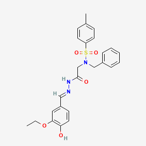 molecular formula C25H27N3O5S B7690096 (E)-N-benzyl-N-(2-(2-(3-ethoxy-4-hydroxybenzylidene)hydrazinyl)-2-oxoethyl)-4-methylbenzenesulfonamide 