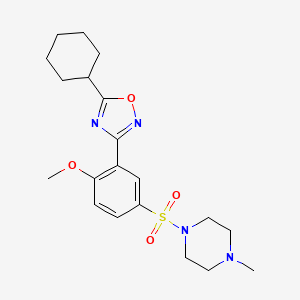 molecular formula C20H28N4O4S B7690112 5-cyclohexyl-3-(2-methoxy-5-((4-methylpiperazin-1-yl)sulfonyl)phenyl)-1,2,4-oxadiazole 