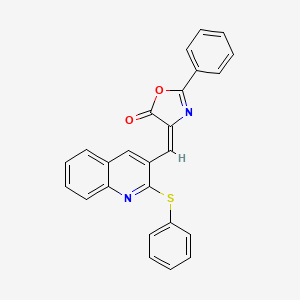 molecular formula C25H16N2O2S B7690150 (E)-2-phenyl-4-((2-(phenylthio)quinolin-3-yl)methylene)oxazol-5(4H)-one 