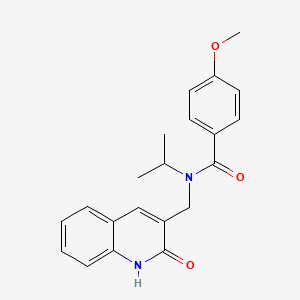 molecular formula C21H22N2O3 B7690151 N-((2-hydroxyquinolin-3-yl)methyl)-N-isopropyl-4-methoxybenzamide 