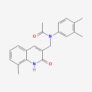 molecular formula C21H22N2O2 B7690206 N-(3,4-dimethylphenyl)-N-((2-hydroxy-8-methylquinolin-3-yl)methyl)acetamide 