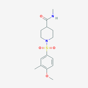 molecular formula C15H22N2O4S B7690249 1-(4-methoxy-3-methylbenzenesulfonyl)-N-(propan-2-yl)piperidine-4-carboxamide 