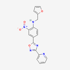 molecular formula C18H13N5O4 B7690288 N-(furan-2-ylmethyl)-2-nitro-4-(3-(pyridin-2-yl)-1,2,4-oxadiazol-5-yl)aniline 