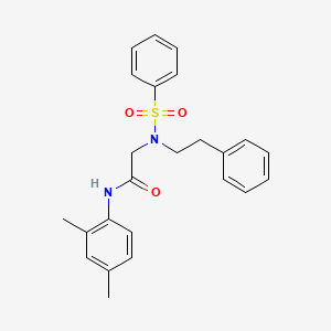molecular formula C24H26N2O3S B7690303 N-[(4-chlorophenyl)methyl]-2-[N-(2-phenylethyl)benzenesulfonamido]acetamide 