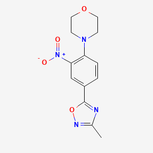 molecular formula C13H14N4O4 B7690306 4-(4-(3-methyl-1,2,4-oxadiazol-5-yl)-2-nitrophenyl)morpholine 