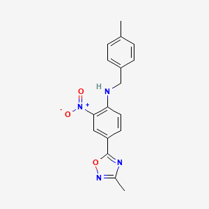 molecular formula C17H16N4O3 B7690315 4-(3-methyl-1,2,4-oxadiazol-5-yl)-N-(4-methylbenzyl)-2-nitroaniline 