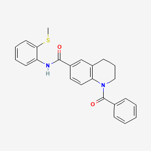 molecular formula C24H22N2O2S B7690323 1-benzoyl-N-(3-acetamidophenyl)-1,2,3,4-tetrahydroquinoline-6-carboxamide 